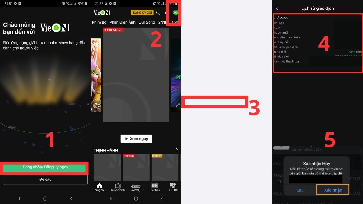 Cách hủy gói VIP VieON trên điện thoại Android
