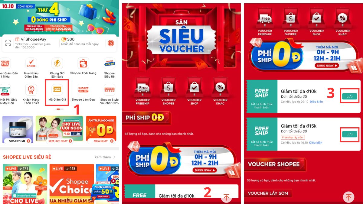 Cách săn sale Shopee lưu voucher