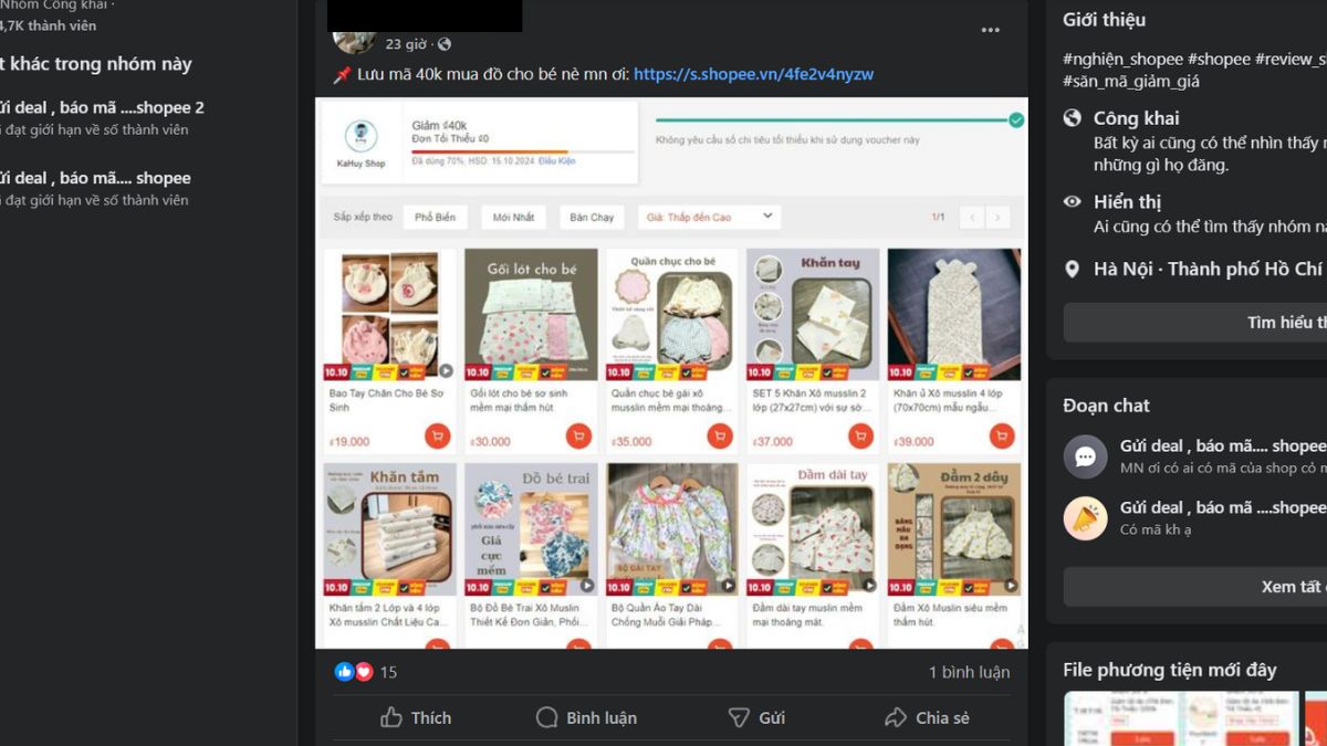 Cách săn sale Shopee 1k qua các hội nhóm bước 3