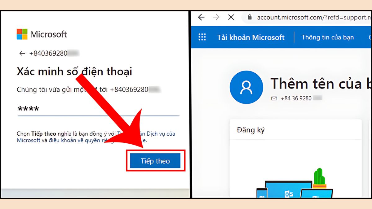 Cách tạo tài khoản Microsoft trên máy tính bằng số điện thoại bước 4