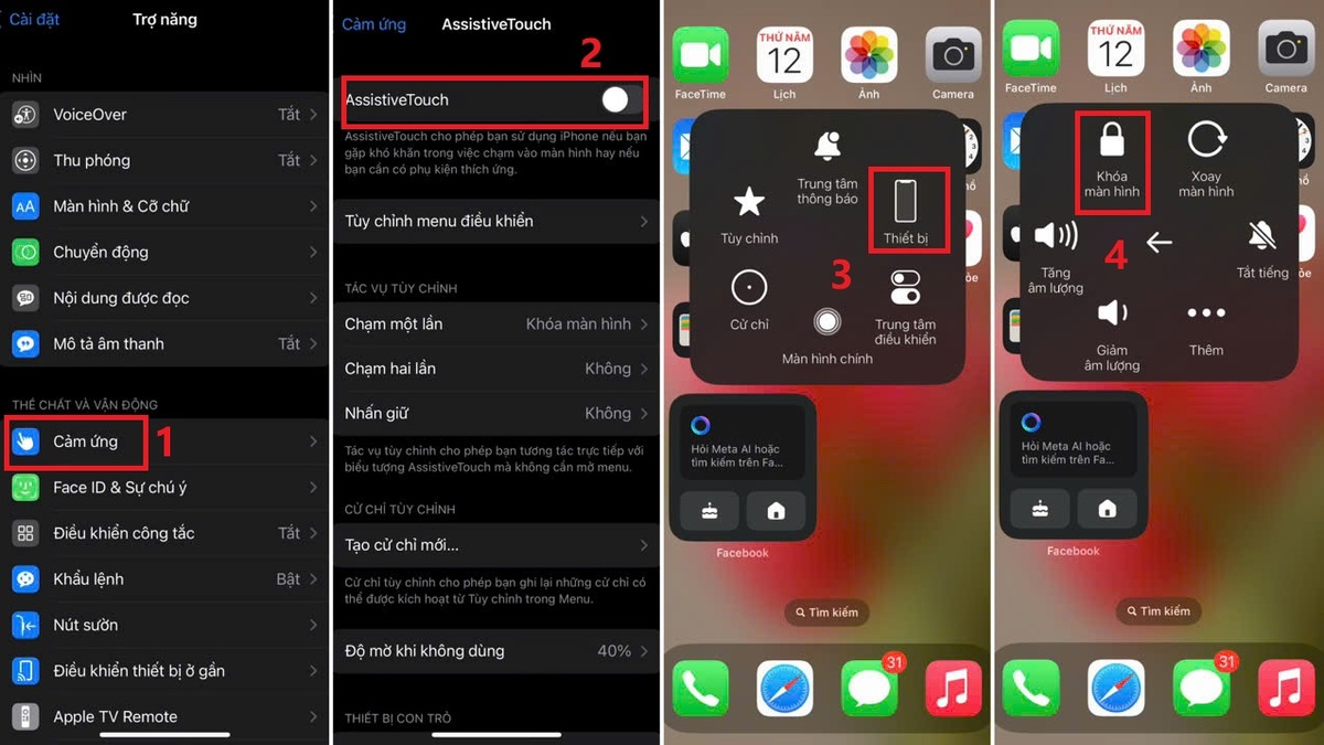 Cách tắt màn hình iPhone bằng nút Home ảo