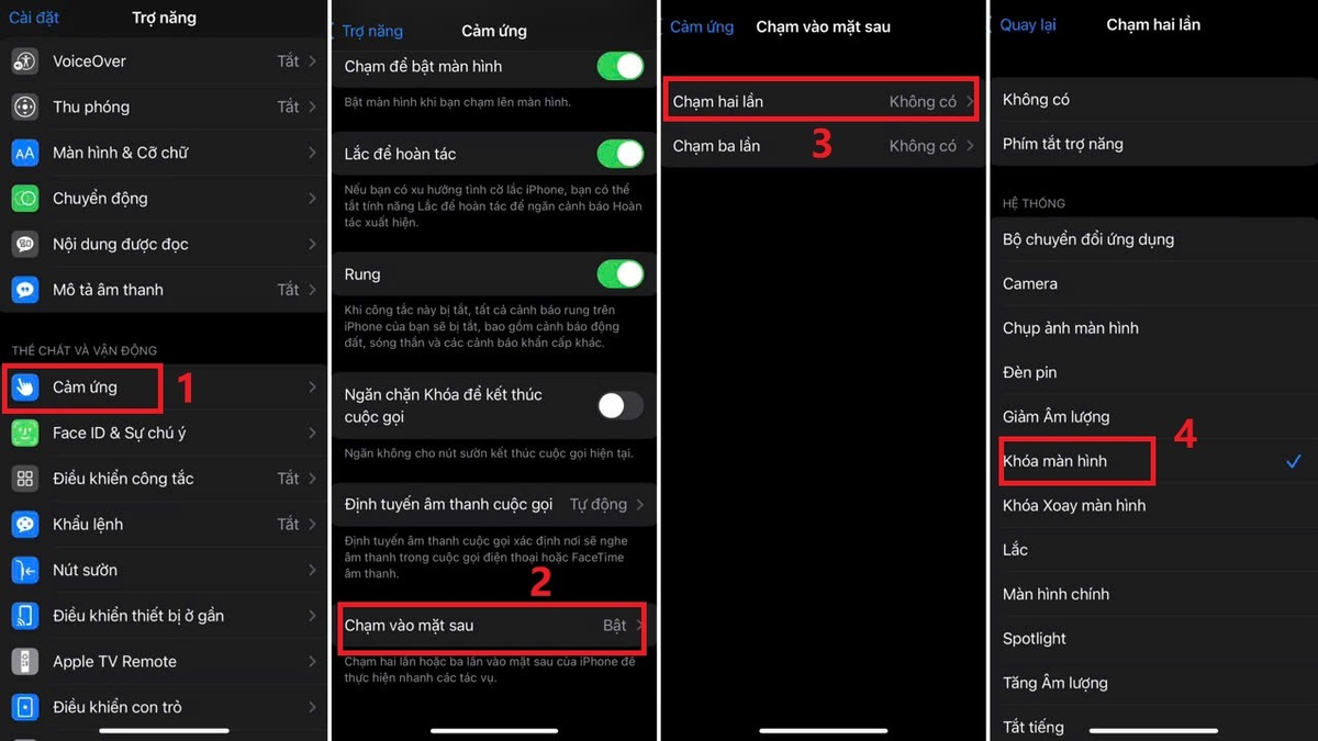 Khóa màn hình trên iPhone bằng cách chạm vào mặt lưng