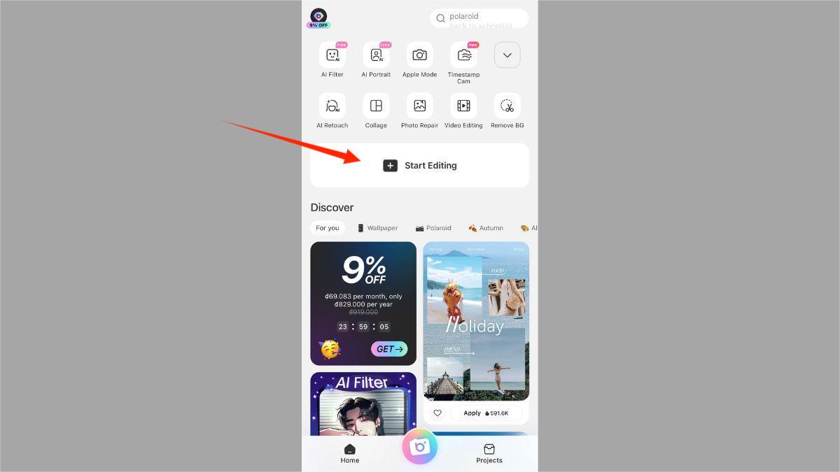 Cách xóa người trong ảnh trên iPhone bằng BeautyPlus bước 1