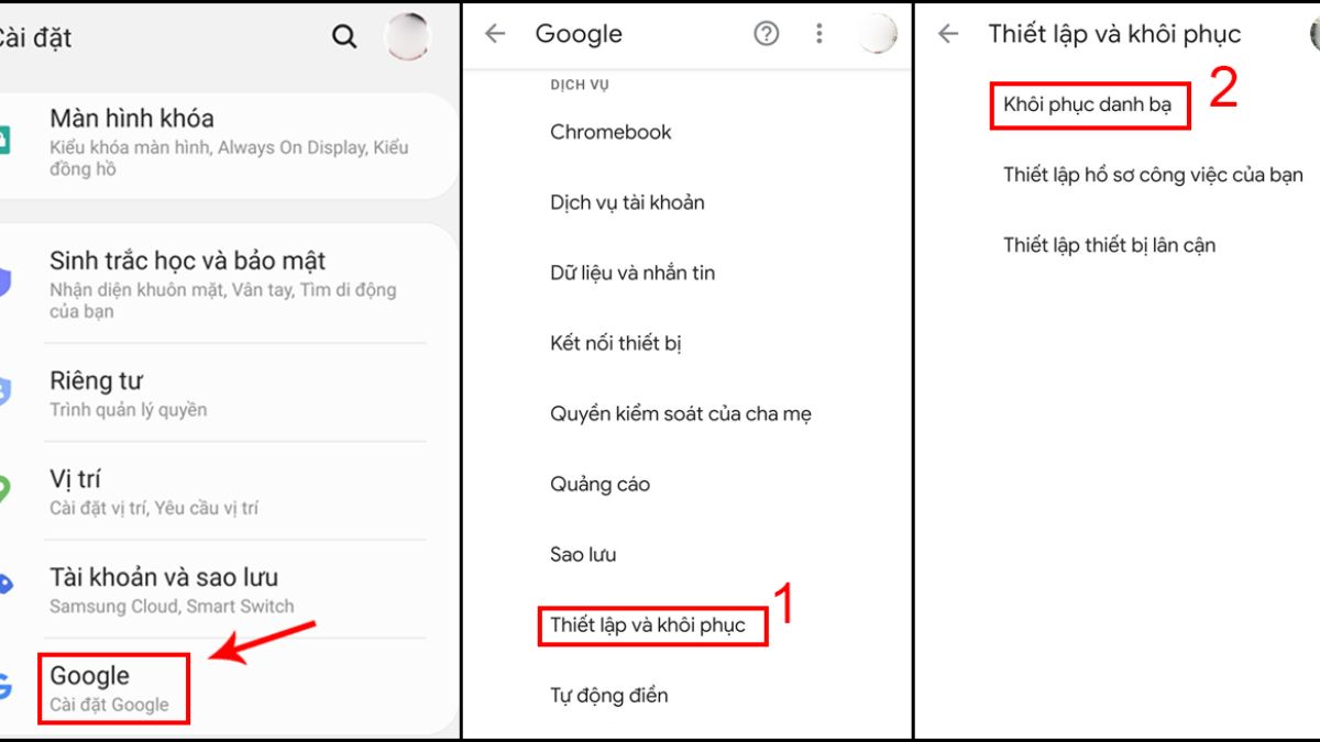 Cách khôi phục danh bạ khi bị xóa trên Android bước 3