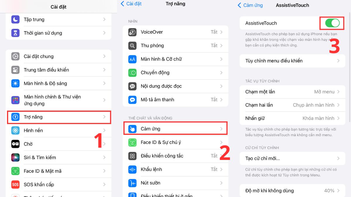 Cách xoay màn hình điện thoại iPhone qua nút Home ảo bước 1