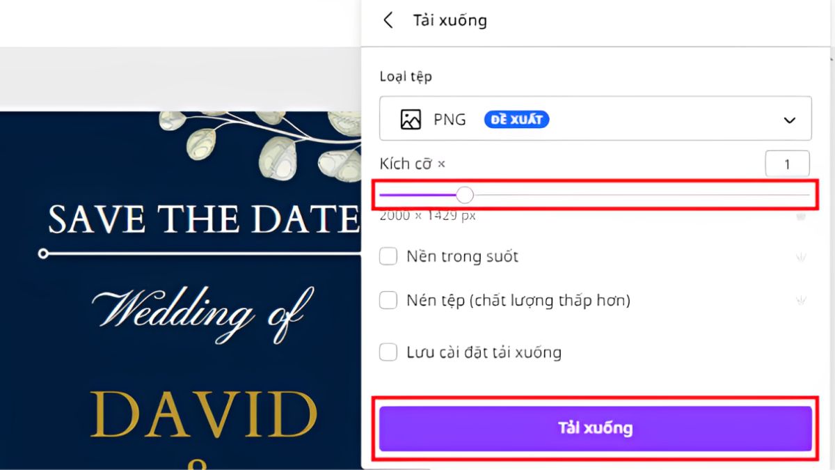 giảm kích thước thiết kế để sửa lỗi Canva không tải file được bước 2