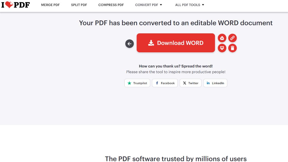 Chuyển PDF sang Word không lỗi font bằng ilovepdf.com bước 4