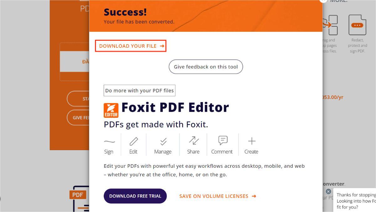 Chuyển PDF sang Word bằng Foxit Reader bước 3