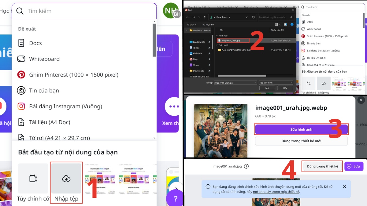 Chuyển WEBP sang JPG qua phần mềm Canva bước 2