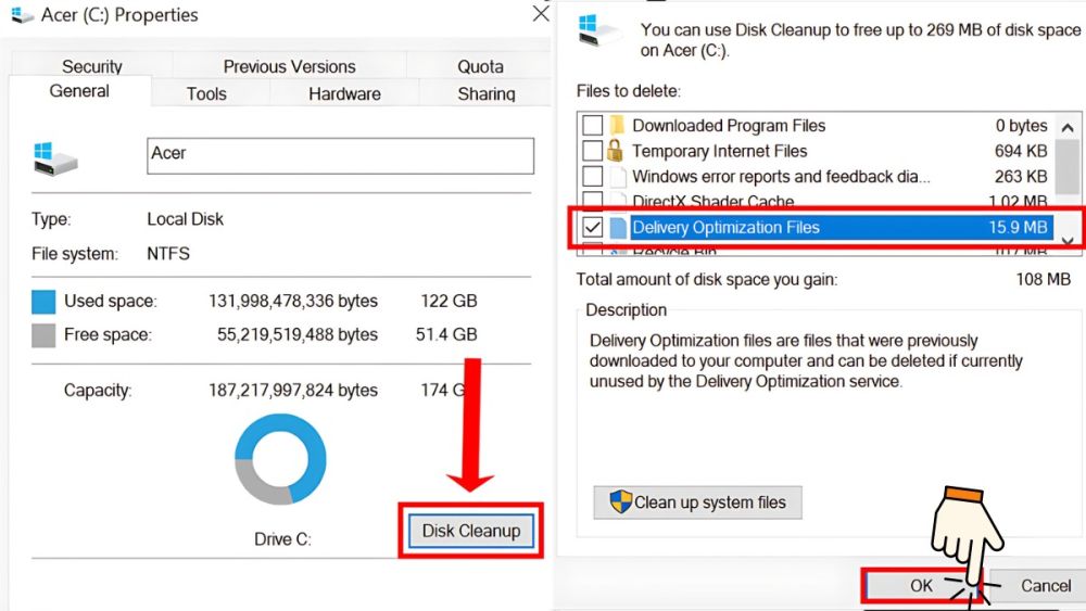 Cách dọn dẹp ổ C xóa Delivery Optimization Files bước 2