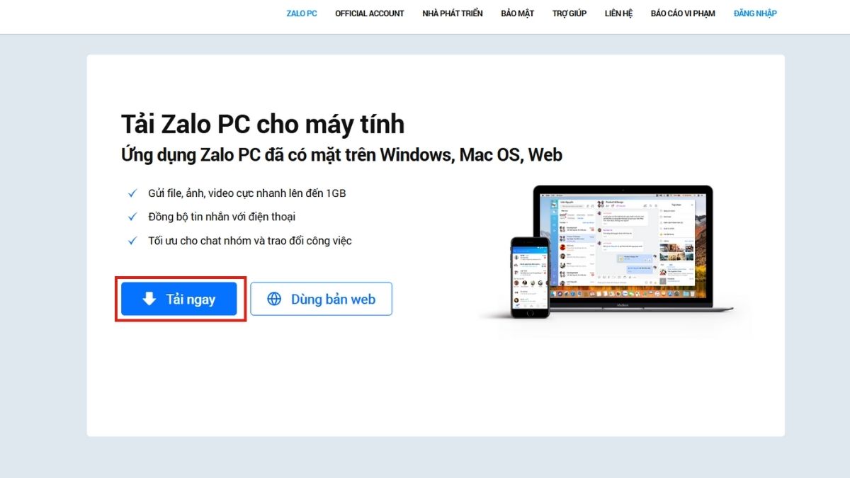 Hướng dẫn cách gọi video Zalo trên macbook bước 1