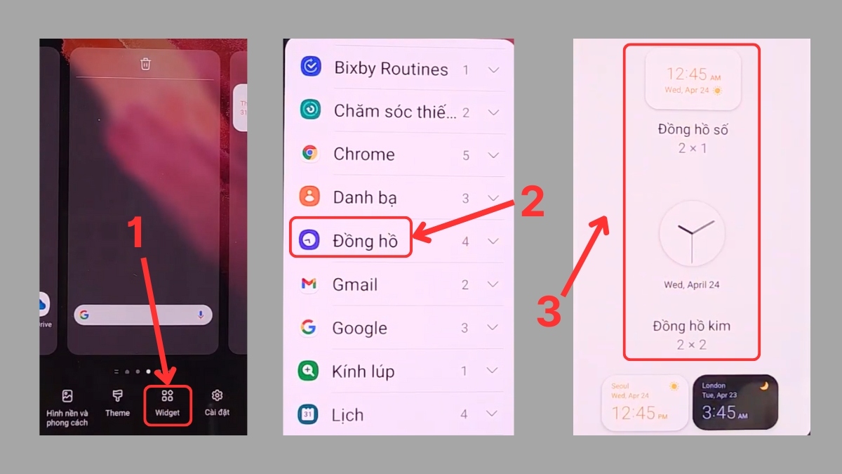 Cách hiển thị đồng hồ trên màn hình chính Samsung bước 1