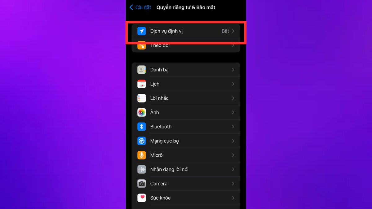 Tắt định vị trên IOS khắc phục iPhone không kết nối được wifi bước 2