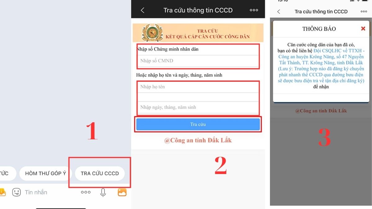 Cách kiểm tra CCCD đã làm xong chưa qua Zalo bước 3