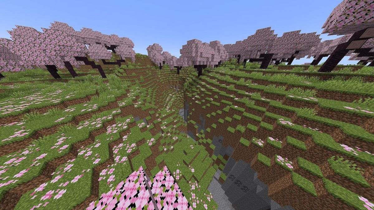 Điểm nổi bật của Minecraft 1.20.15 là rừng anh đào