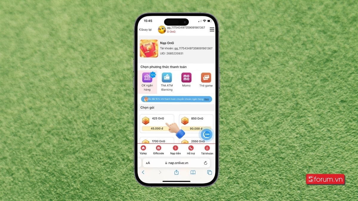 Nạp Vplay bằng cách chuyển khoản ngân hàng bước 3