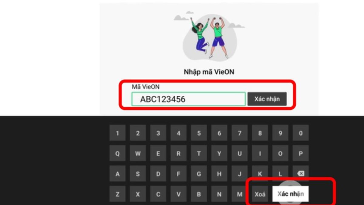 Cách nhập mã VieON trên tivi bước 3