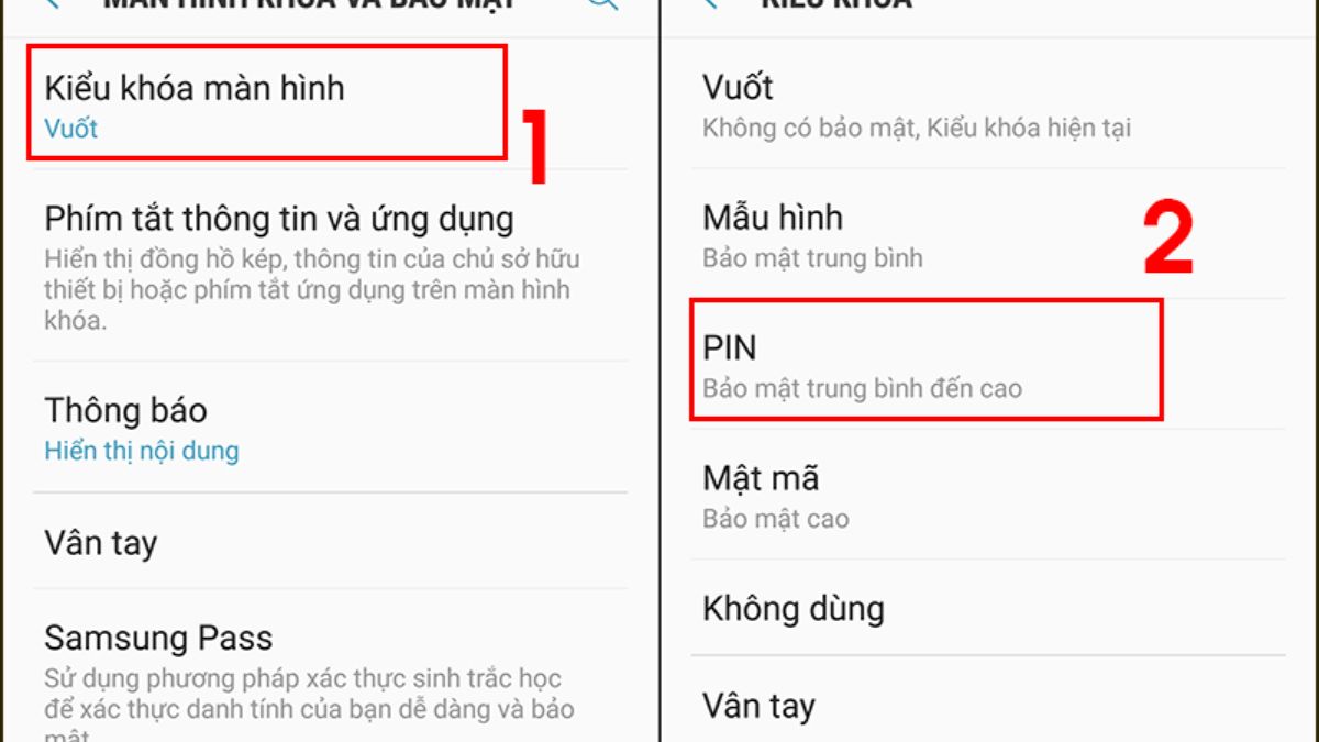 Cách cài đặt Passcode trên điện thoại Android bước 2