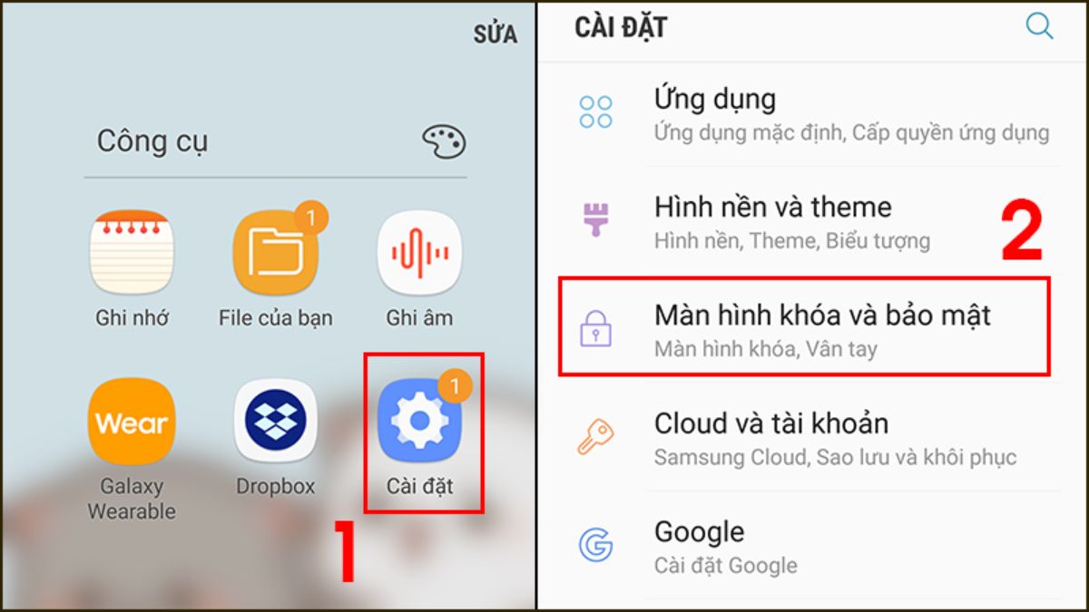 Cách cài đặt Passcode trên điện thoại Android bước 1