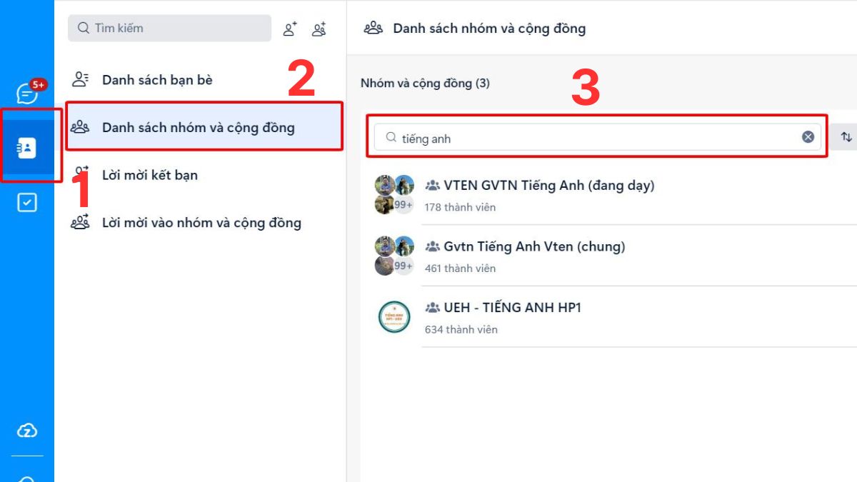 Hướng dẫn tìm nhóm chat Zalo theo tên nhóm