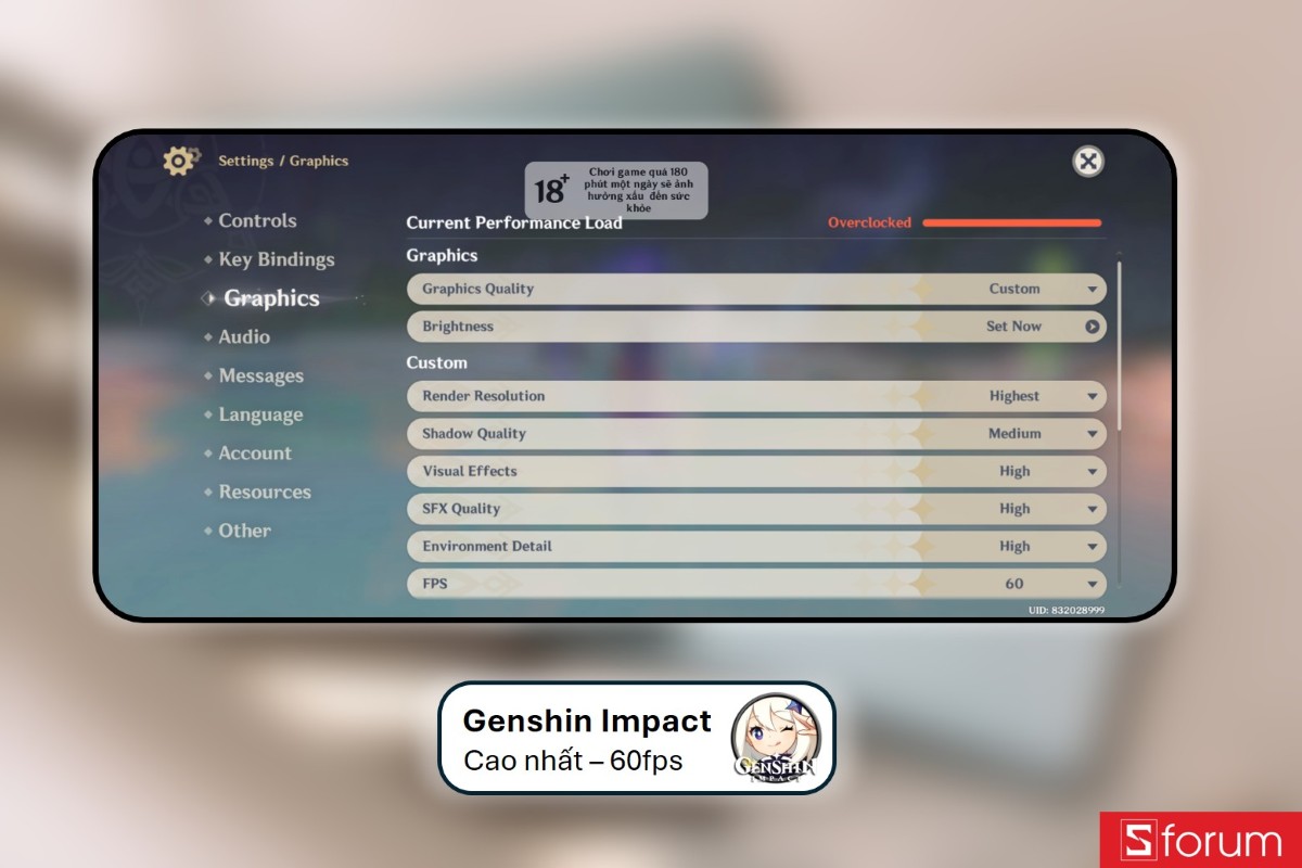 Thiết lập đồ hoạ trong Genshin Impact trên Xiaomi 15