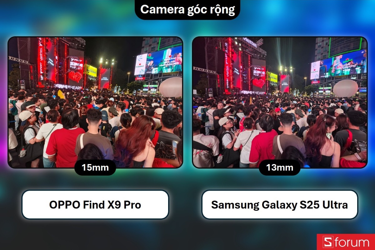So sánh camera góc rộng giữa Find X9 Pro và Galaxy S25 Ultra