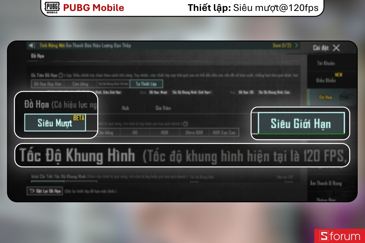Thiết lập đồ hoạ của POCO F8 Pro khi chơi PUBG Mobile