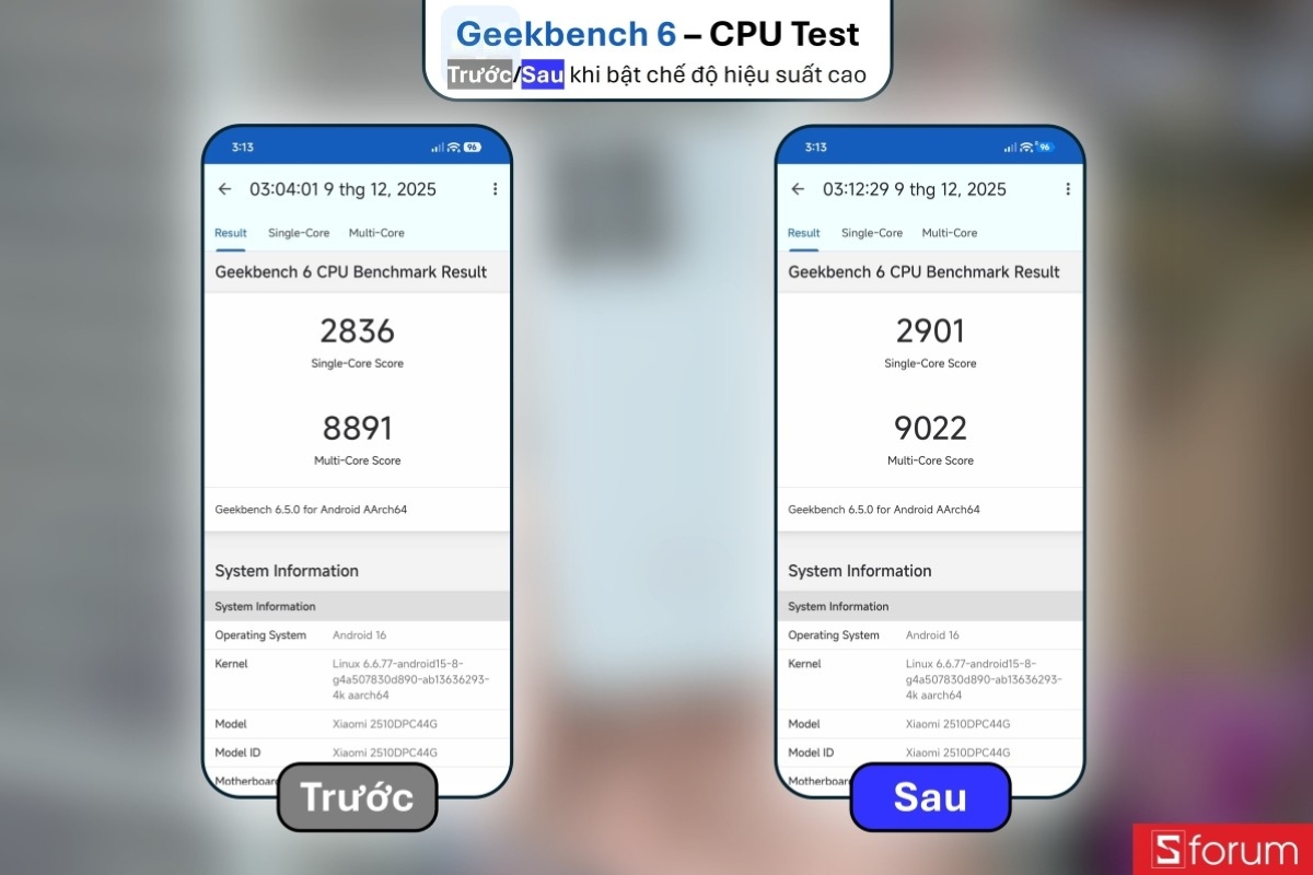 Điểm Geekbench 6 của POCO F8 Pro