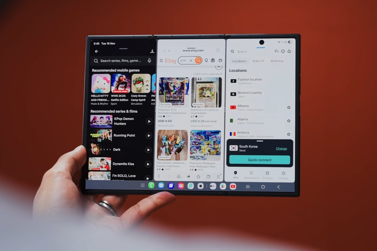 Bố cục đa nhiệm của Samsung Galaxy Z TriFold