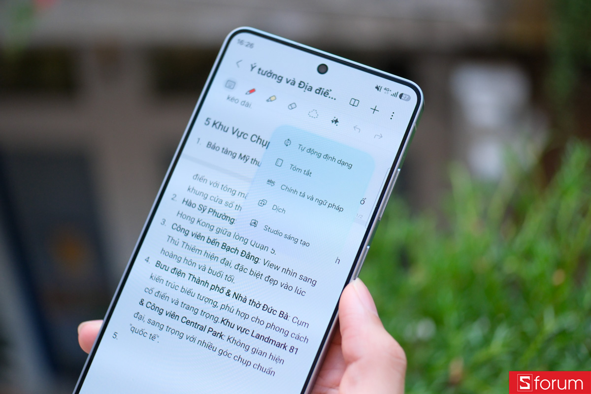 Đánh giá Galaxy AI với bộ công cụ trong Ghi chú