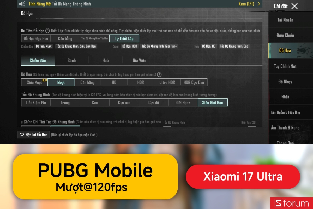 Đánh giá hiệu năng Xiaomi 17 Ultra với PUBG Mobile