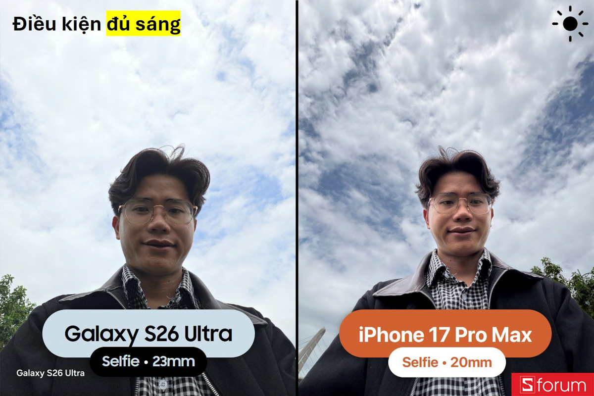 So sánh camera Galaxy S26 Ultra và iPhone 17 Pro Max trong điều kiện đủ sáng