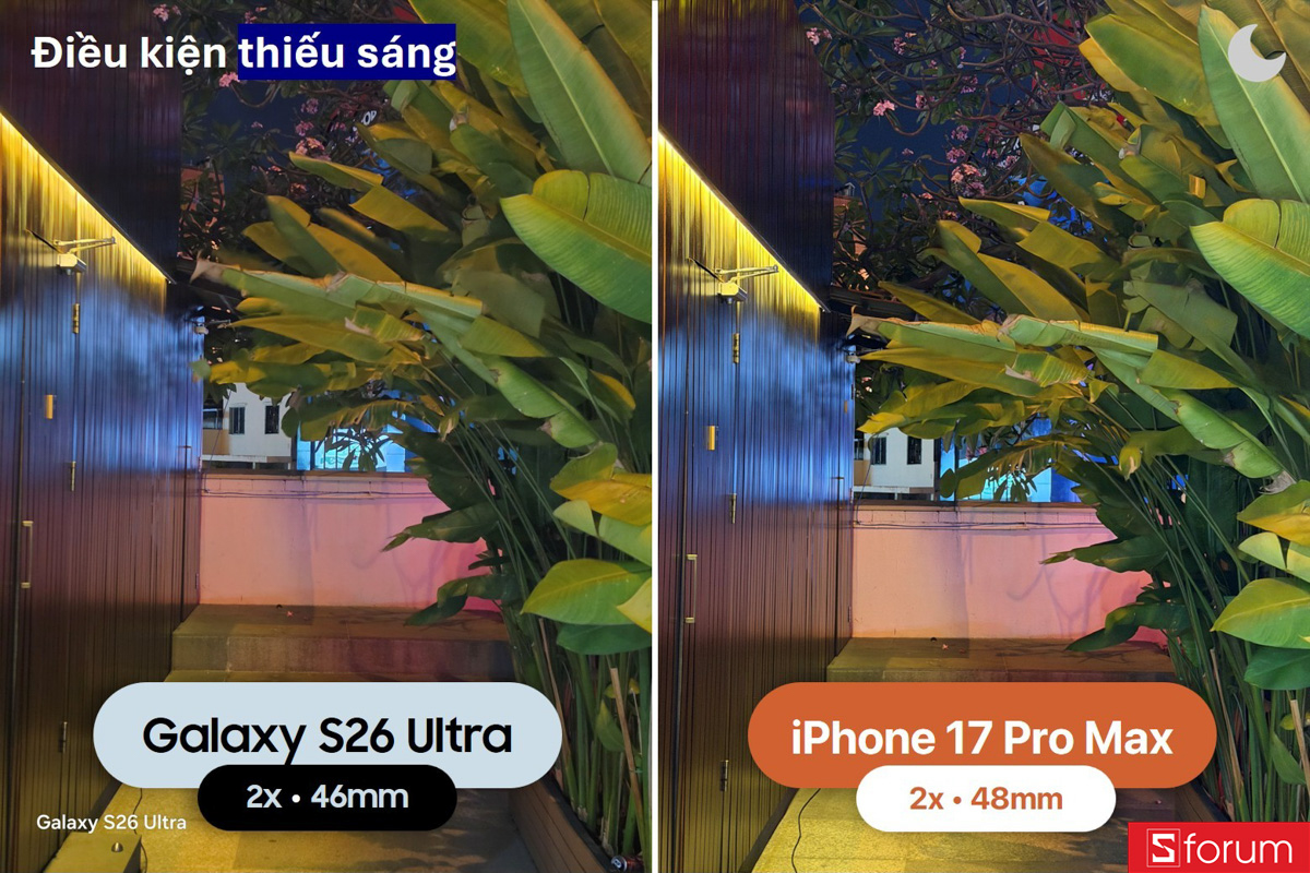 So sánh camera Galaxy S26 Ultra và iPhone 17 Pro Max trong điều kiện thiếu sáng