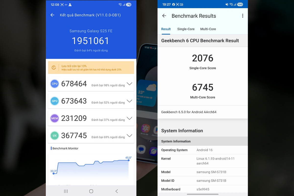 So sánh Xiaomi 17T vs Samsung Galaxy S25 FE về hiệu năng