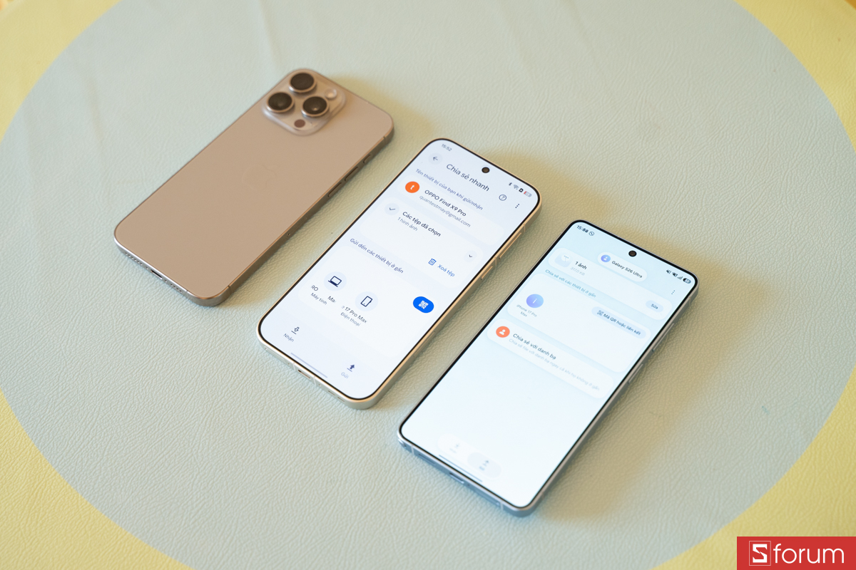 Test tốc độ AirDrop từ Galaxy S26 Ultra, OPPO Find X9 Pro sang iPhone 17 Pro Max