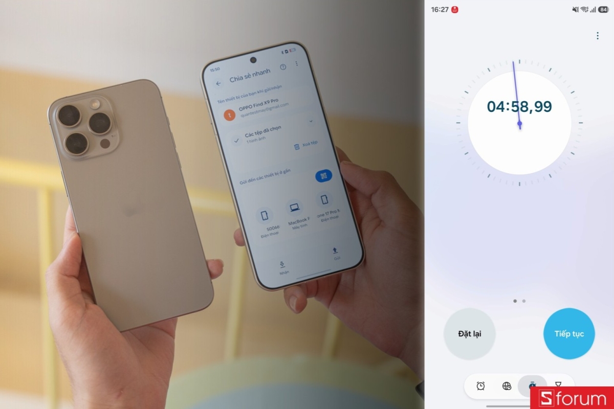 Test tốc độ AirDrop từ Galaxy S26 Ultra, OPPO Find X9 Pro sang iPhone 17 Pro Max