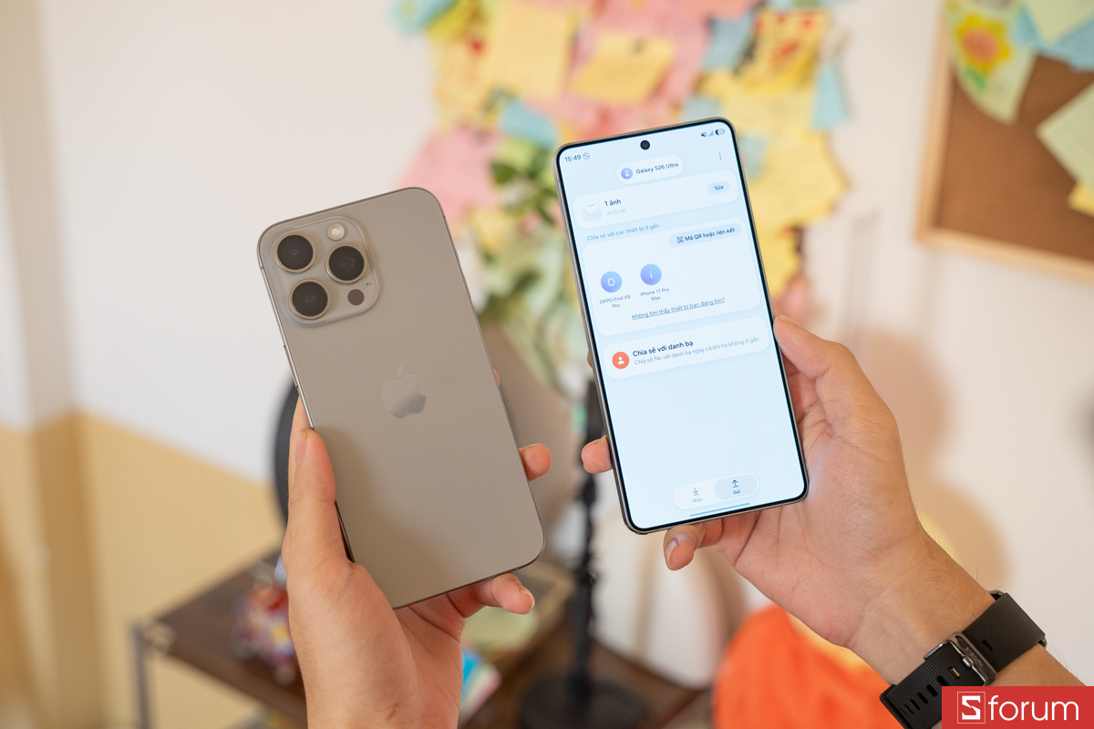 Test tốc độ AirDrop từ Galaxy S26 Ultra, OPPO Find X9 Pro sang iPhone 17 Pro Max