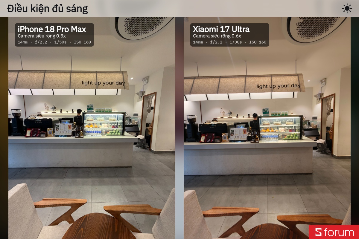 So sánh camera iPhone 18 Pro Max và Xiaomi 17 Ultra trong điều kiện đủ sáng