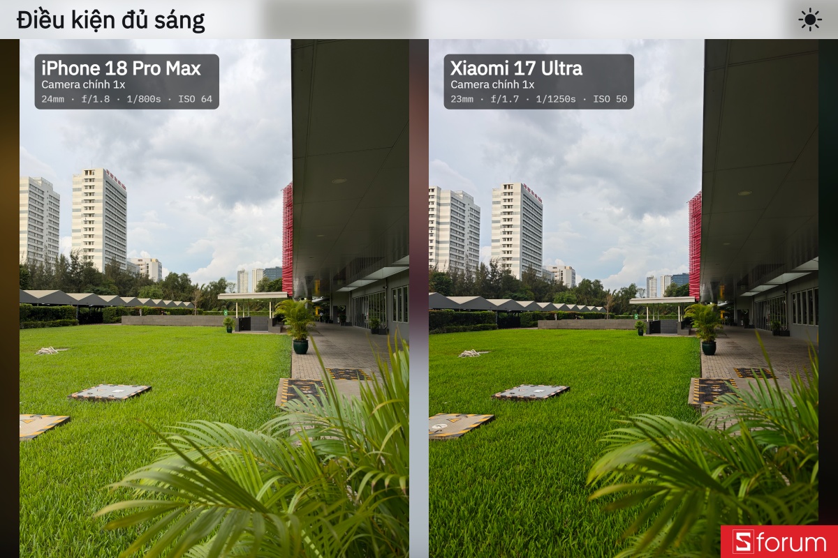 So sánh camera iPhone 18 Pro Max và Xiaomi 17 Ultra trong điều kiện đủ sáng