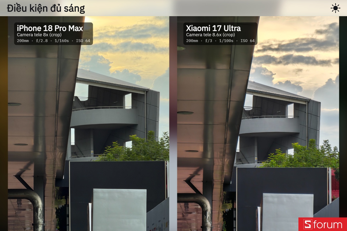 So sánh camera iPhone 18 Pro Max và Xiaomi 17 Ultra trong điều kiện đủ sáng
