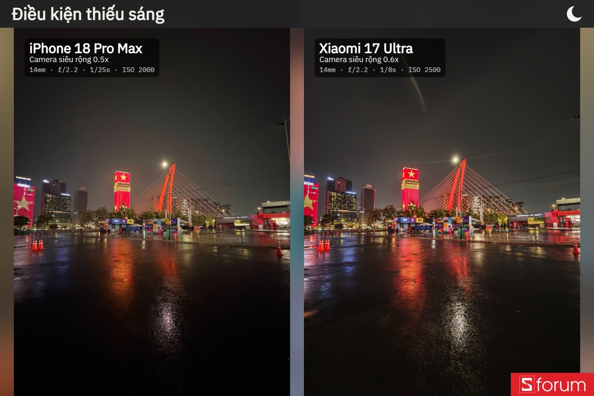 So sánh camera iPhone 18 Pro Max và Xiaomi 17 Ultra trong điều kiện thiếu sáng