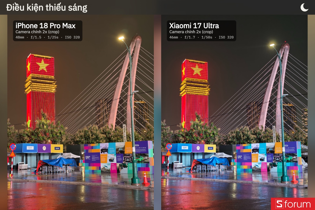 So sánh camera iPhone 18 Pro Max và Xiaomi 17 Ultra trong điều kiện thiếu sáng