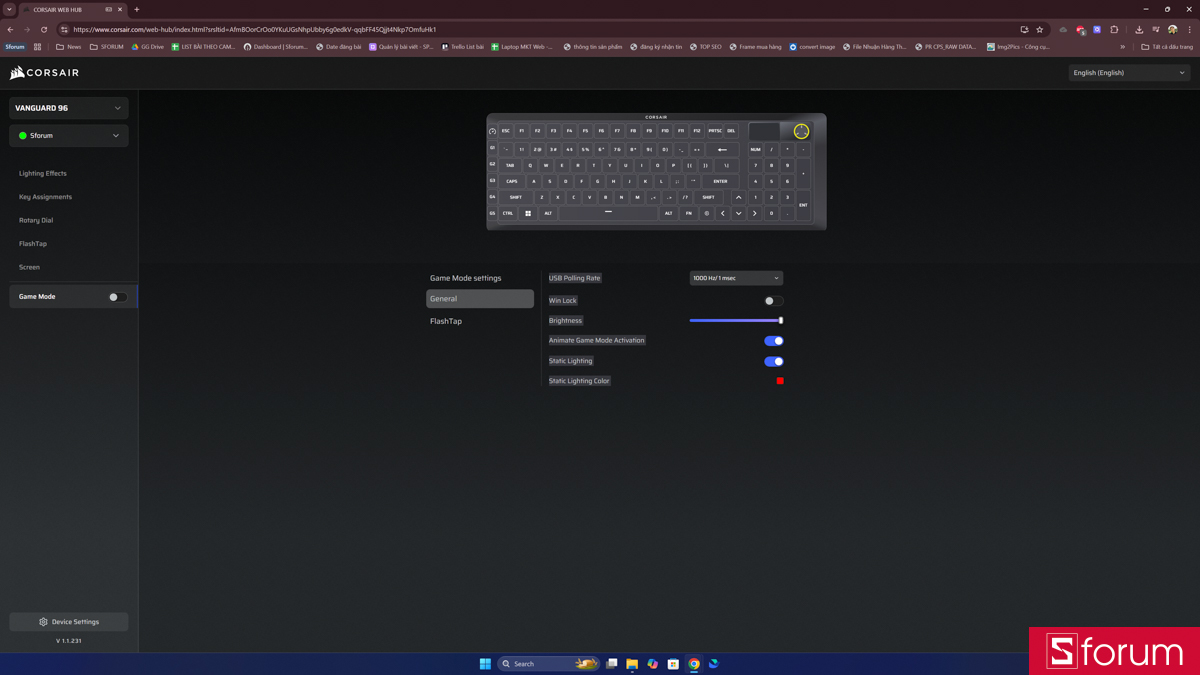 Tính năng Game Mode trong Corsair Web Hub