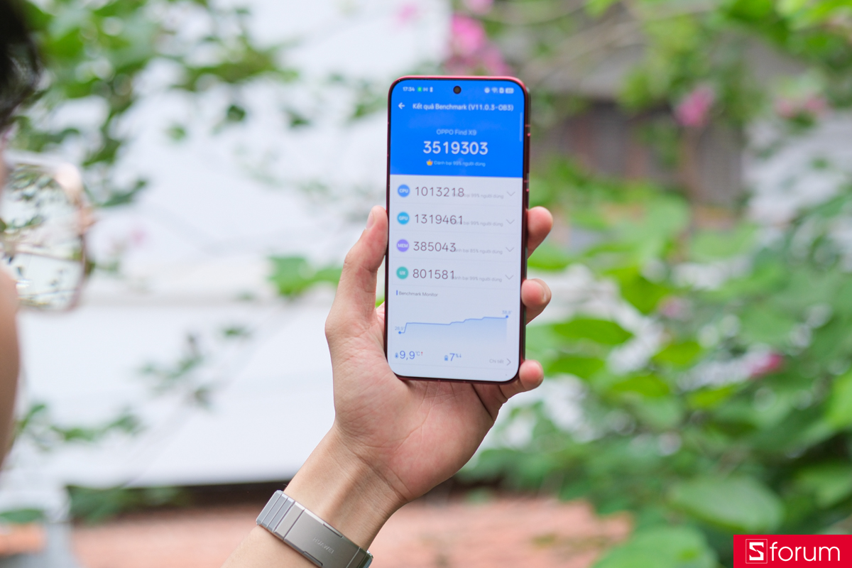 Điểm Antutu trên OPPO Find X9 Pro khi đã bật chế độ hiệu suất cao