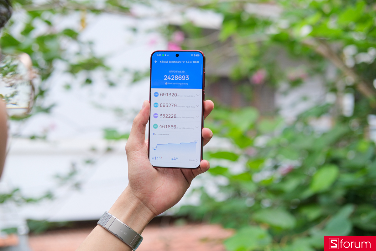 Điểm Antutu trên OPPO Find X9 Pro khi chưa bật chế độ hiệu suất cao