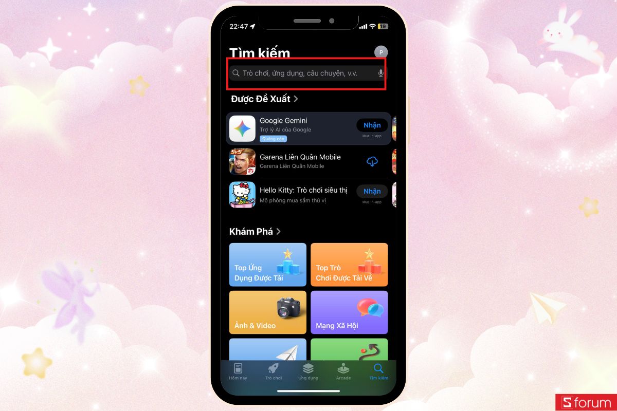 mở ứng dụng app store