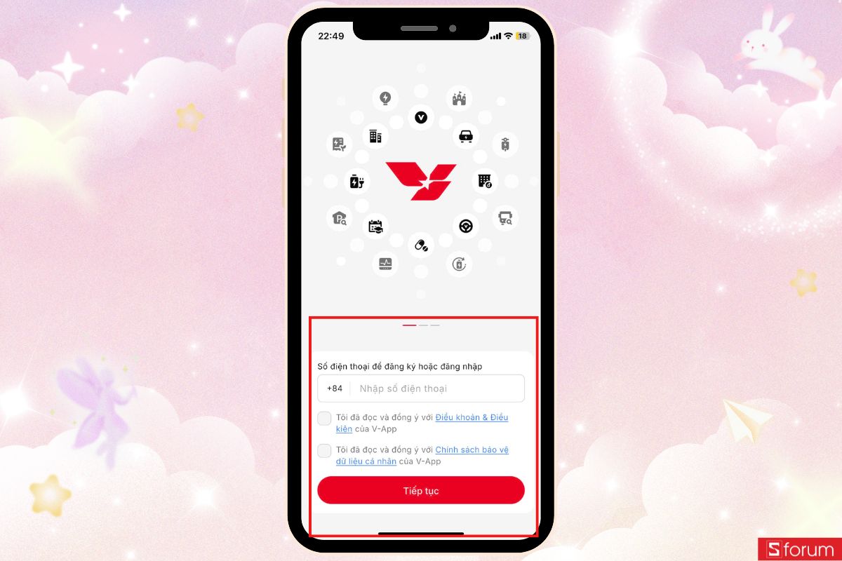 nhập số điện thoại và xác nhận thông tin