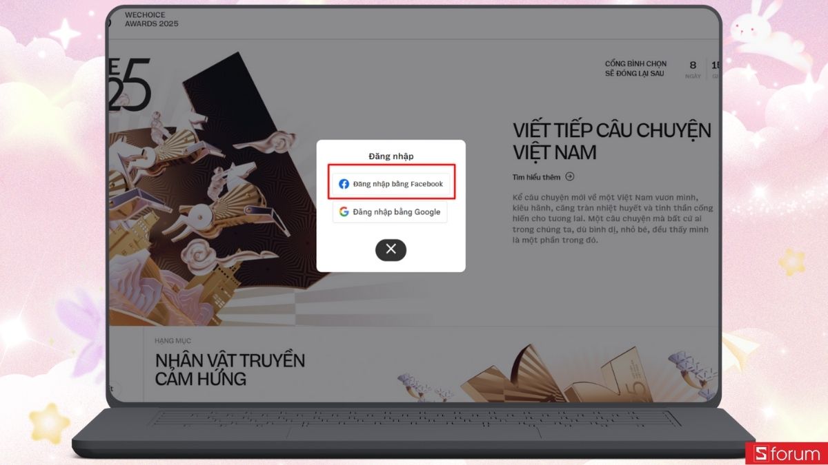 Đăng nhập Facebook trên WeChoice Awards