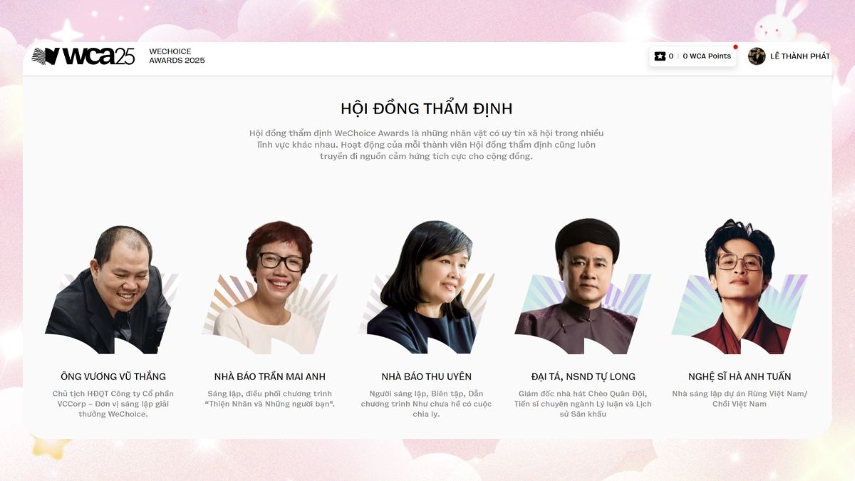 Hội đồng thẩm định của WeChoice Awards