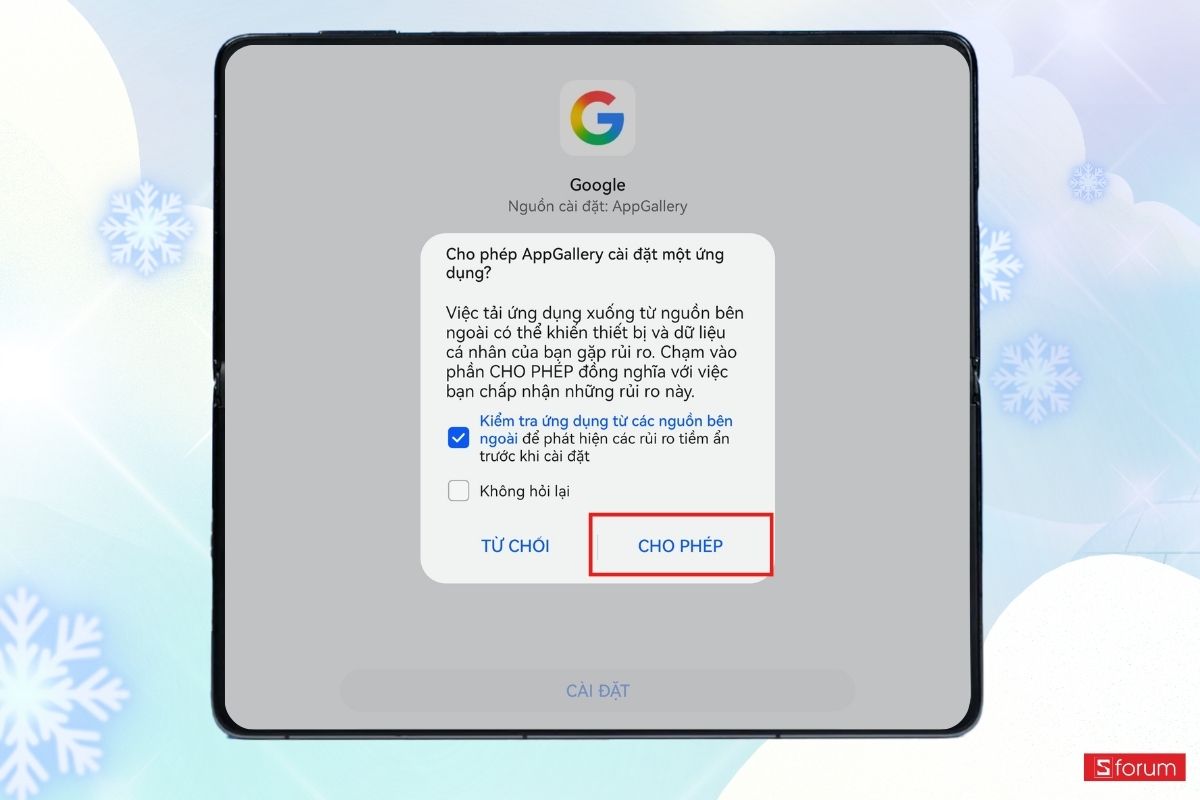 Cấp quyền Google cho AppGallery